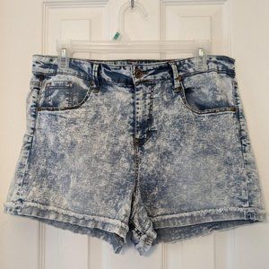 High Rise Acid Washed Jean Shorts / Denim Shorts